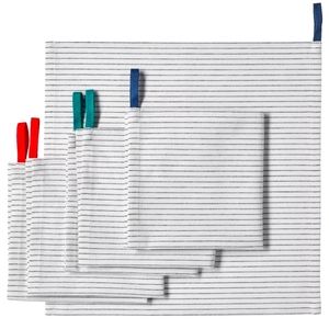 NWT 6 Towels, white/black, 13x13 inch